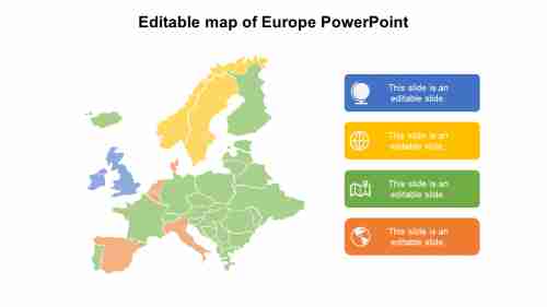 Editable map of Europe PowerPoint
